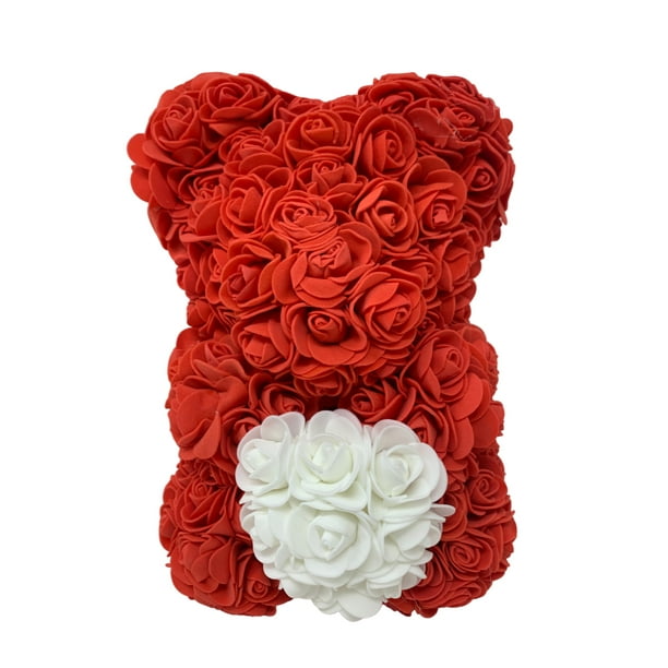 Rose Bear 10inch Rose Teddy Bear Flower Bear with Heart Best Gift for Her Forever Rose Flower Bear Valentines Birthday Wedding Gift for Mother… 